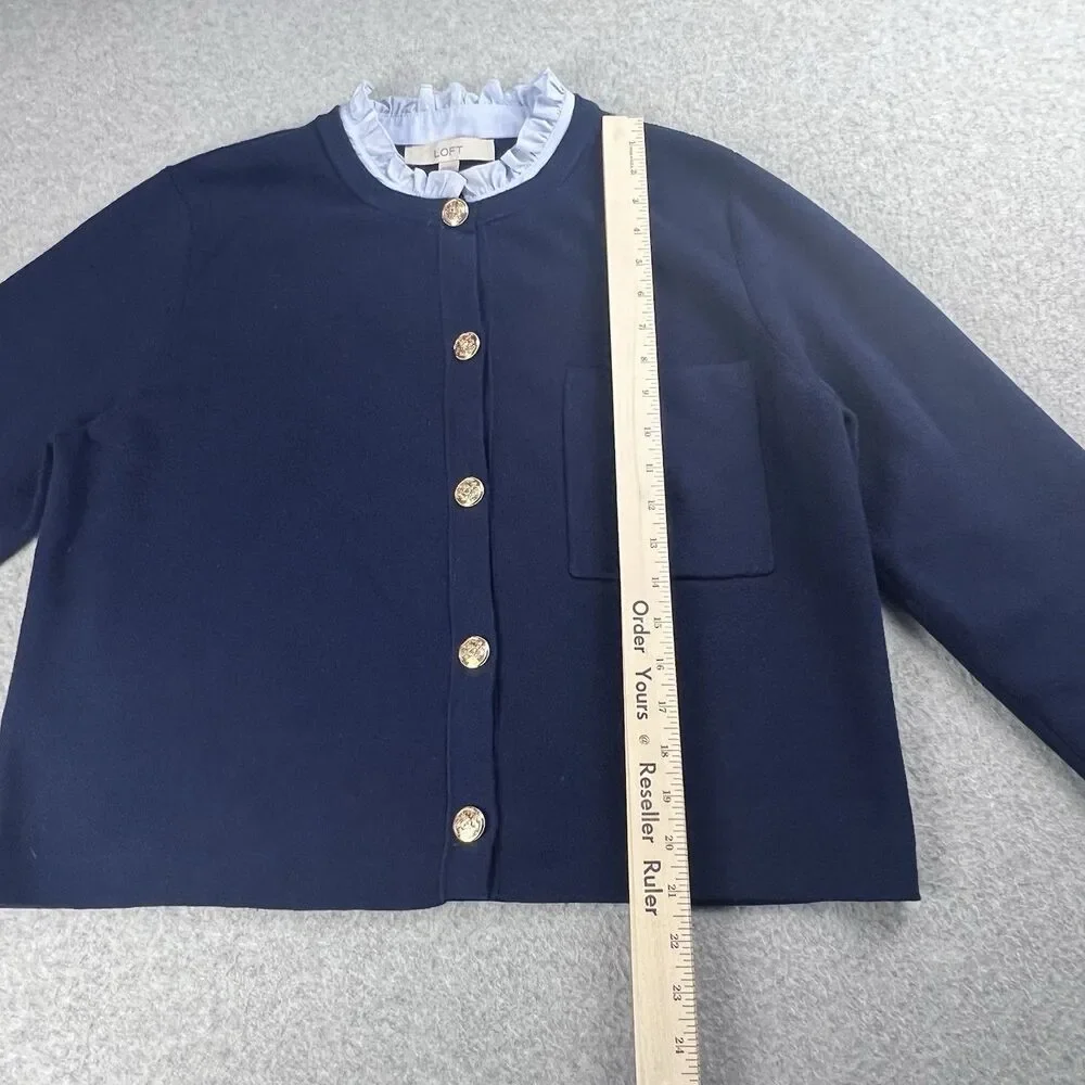 $$SOLD:SE041026$$ Womens XL Navy Button Up Cardigan Workwear Fall Casual - Picture 8 of 12
